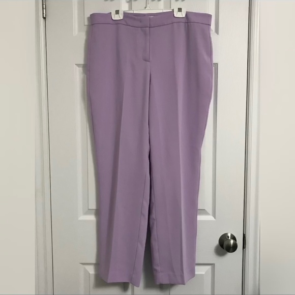 NWOT Laura Petites Dress Pants Size 14 Front Zipper Hook Wide Leg Purple Lilac - Picture 1 of 4